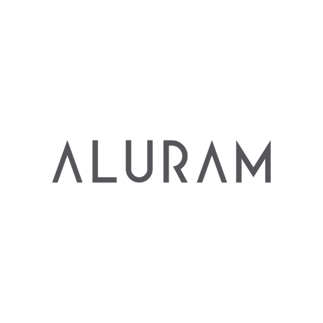 Aluram logo with minimalist black lettering on a white background.