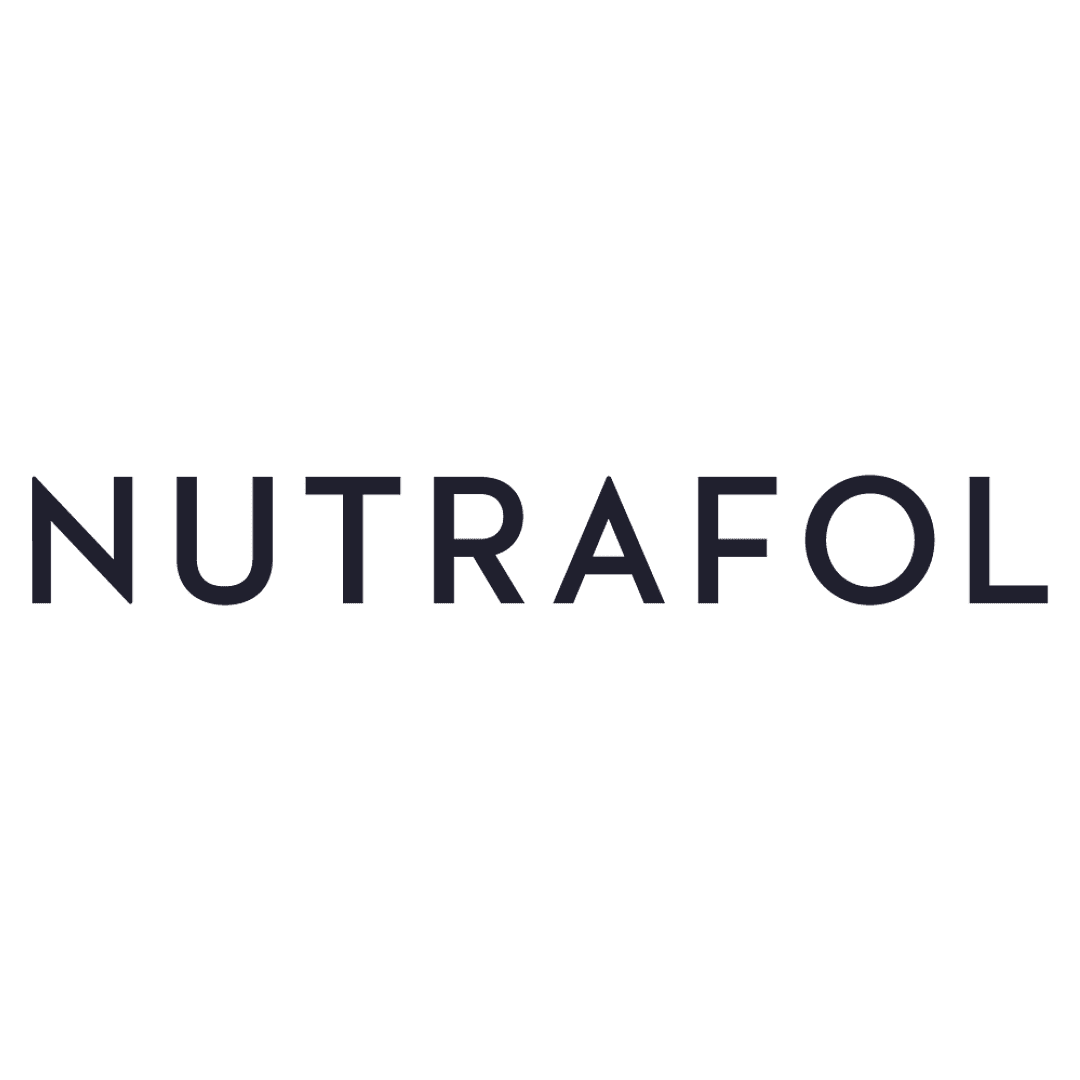 Nutrafol logo in bold, uppercase black letters on a transparent background.