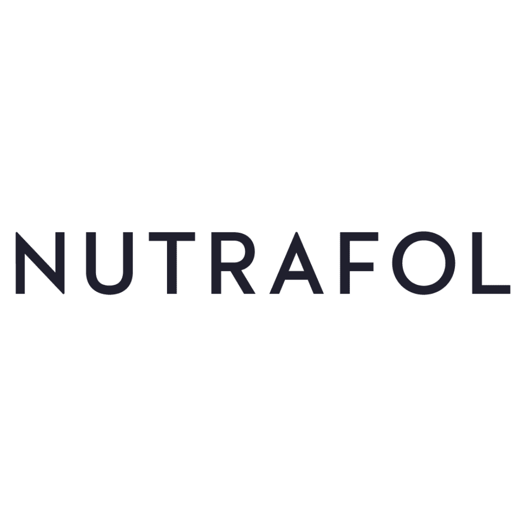 Nutrafol logo in bold, uppercase black letters on a transparent background.